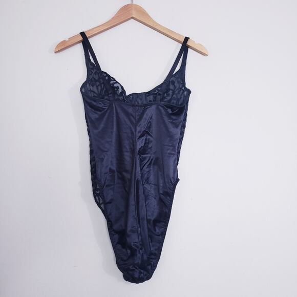 Rare Vintage 90s Victoria's Secret Gold Label Black Floral Velvet Bodysuit Set - Picture 15 of 16